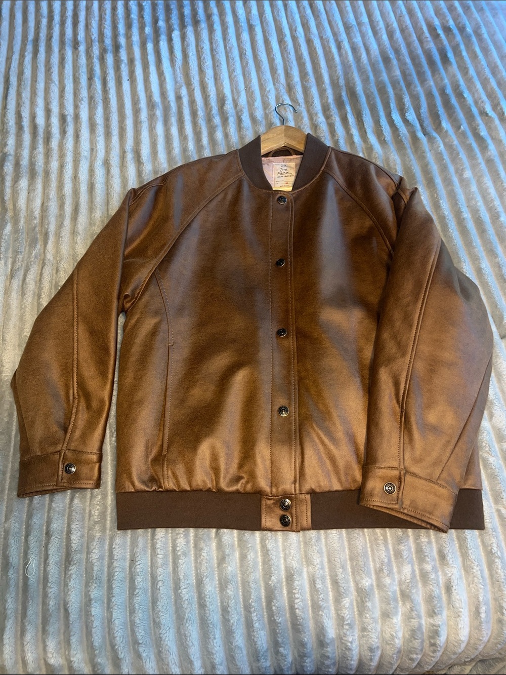 We The Free Woman’s Oversized Chocolate Brown Bomber Jacket